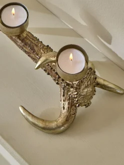 Next Brown/Gold Antler Candle Holder Tealight Sale