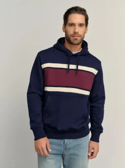 Next Overhead Hoodie Colour Blocking Sweatshirt Burgandy Red/Navy Blue/Ecru White Clearance