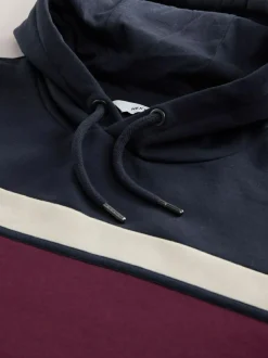 Next Overhead Hoodie Colour Blocking Sweatshirt Burgandy Red/Navy Blue/Ecru White Clearance
