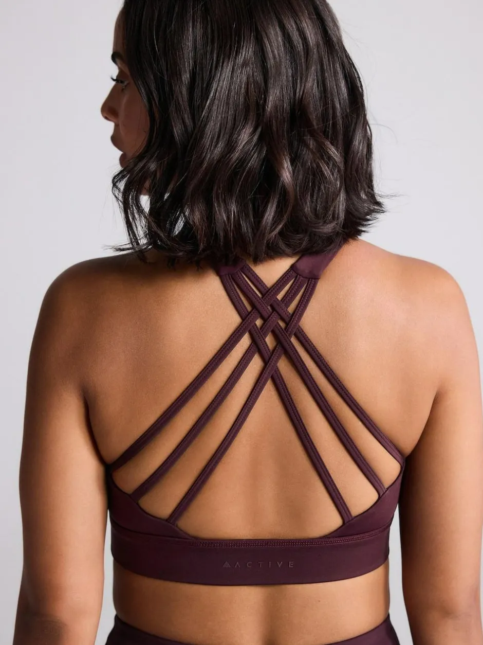 Next Burgundy Red Active Cross Back Sports Bra Discount