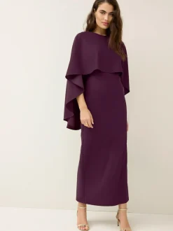Next Burgundy Red Cape Maxi Dress Hot