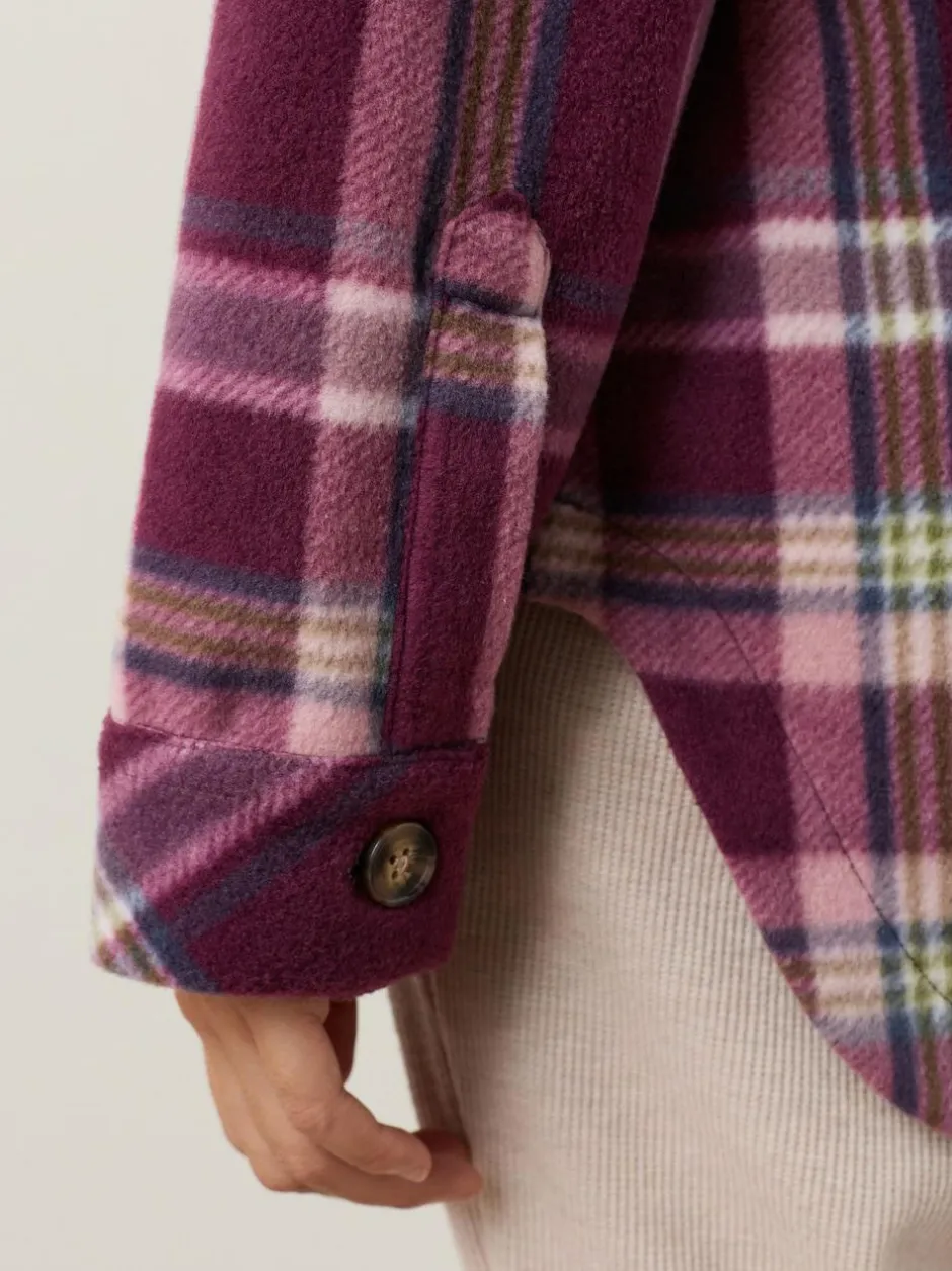 Next Polar Fleece Shacket Burgundy Red Check Discount