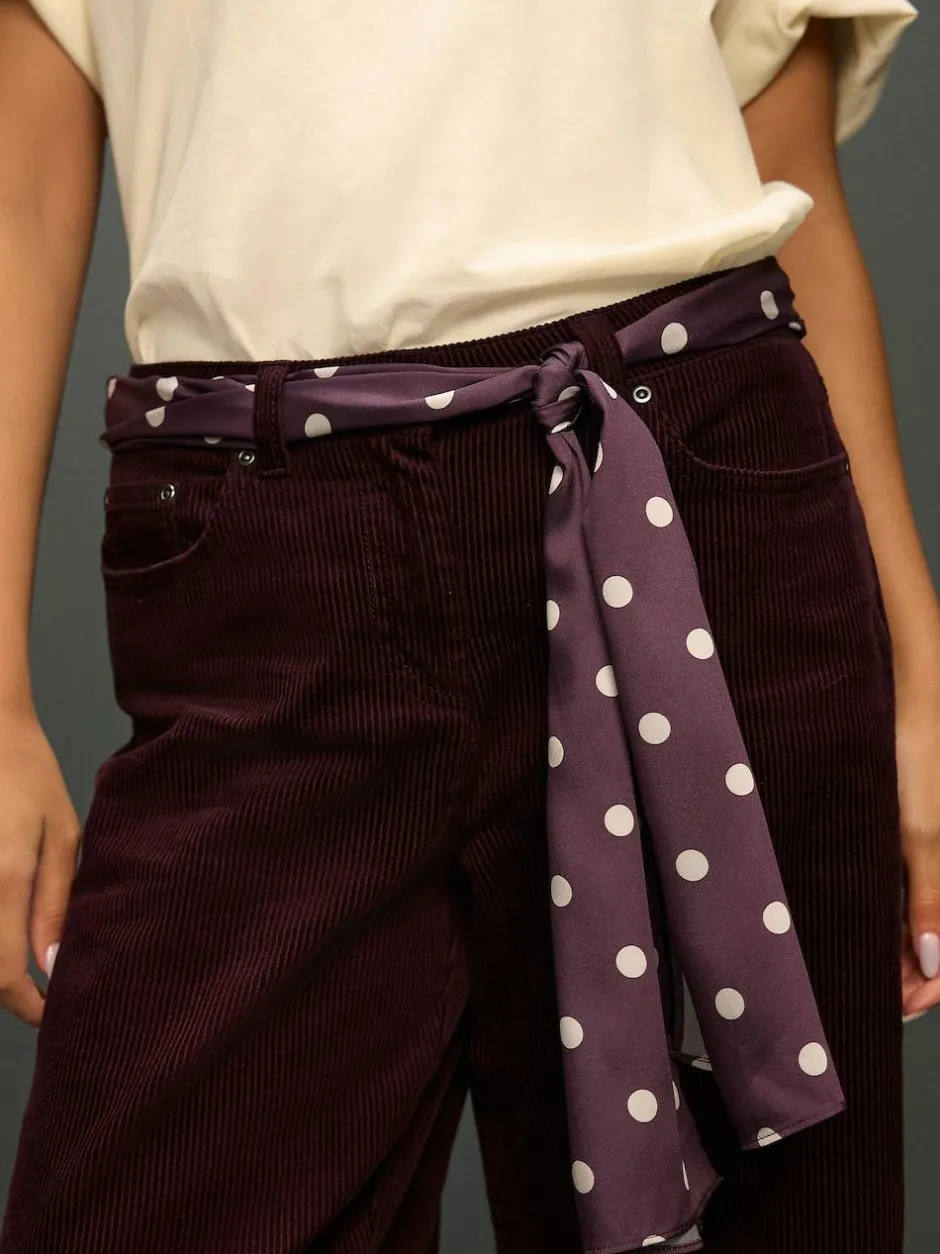Next Cord Wide Leg Trousers With Scarf Burgundy Red Best