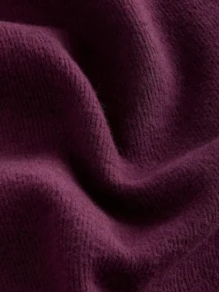 Next Burgundy Red Cosy Soft Touch Rib Overhead Hooded Jumper Sweatshirt Clearance
