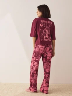 Next Burgundy Red Cotton Short Sleeve Pyjamas New