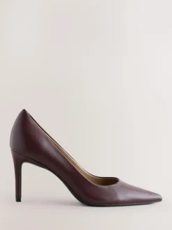 Next Extra Wide Fit Leather Mid Court Shoes Burgundy Red Best