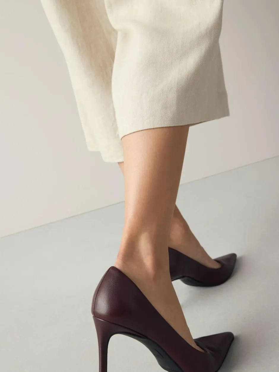 Next Extra Wide Fit Leather Mid Court Shoes Burgundy Red Best