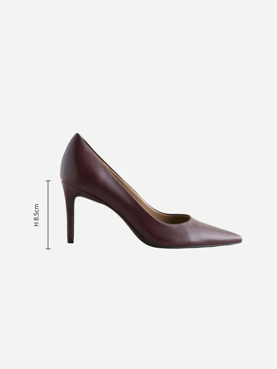 Next Extra Wide Fit Leather Mid Court Shoes Burgundy Red Best