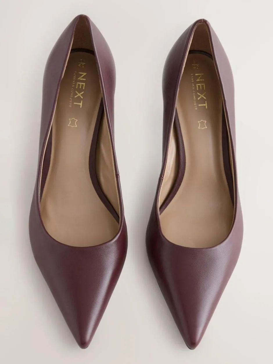 Next Extra Wide Fit Leather Mid Court Shoes Burgundy Red Best