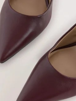 Next Extra Wide Fit Leather Mid Court Shoes Burgundy Red Best