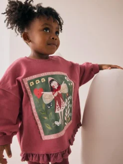 Next Frill Hem Sweatshirt & Leggings Set (3mths-7yrs) Burgundy Red Fairy