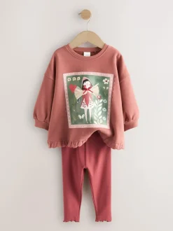 Next Frill Hem Sweatshirt & Leggings Set (3mths-7yrs) Burgundy Red Fairy