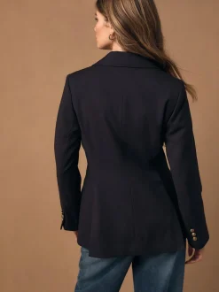 Next Burgundy Red Fitted Single Breasted Blazer Sale