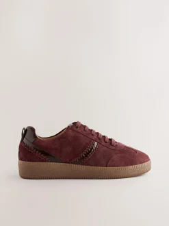 Next Burgundy Red Forever Comfort® Leather Chunky Sole Lace-Up Trainers Outlet