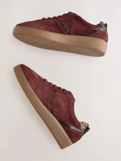 Next Burgundy Red Forever Comfort® Leather Chunky Sole Lace-Up Trainers Outlet