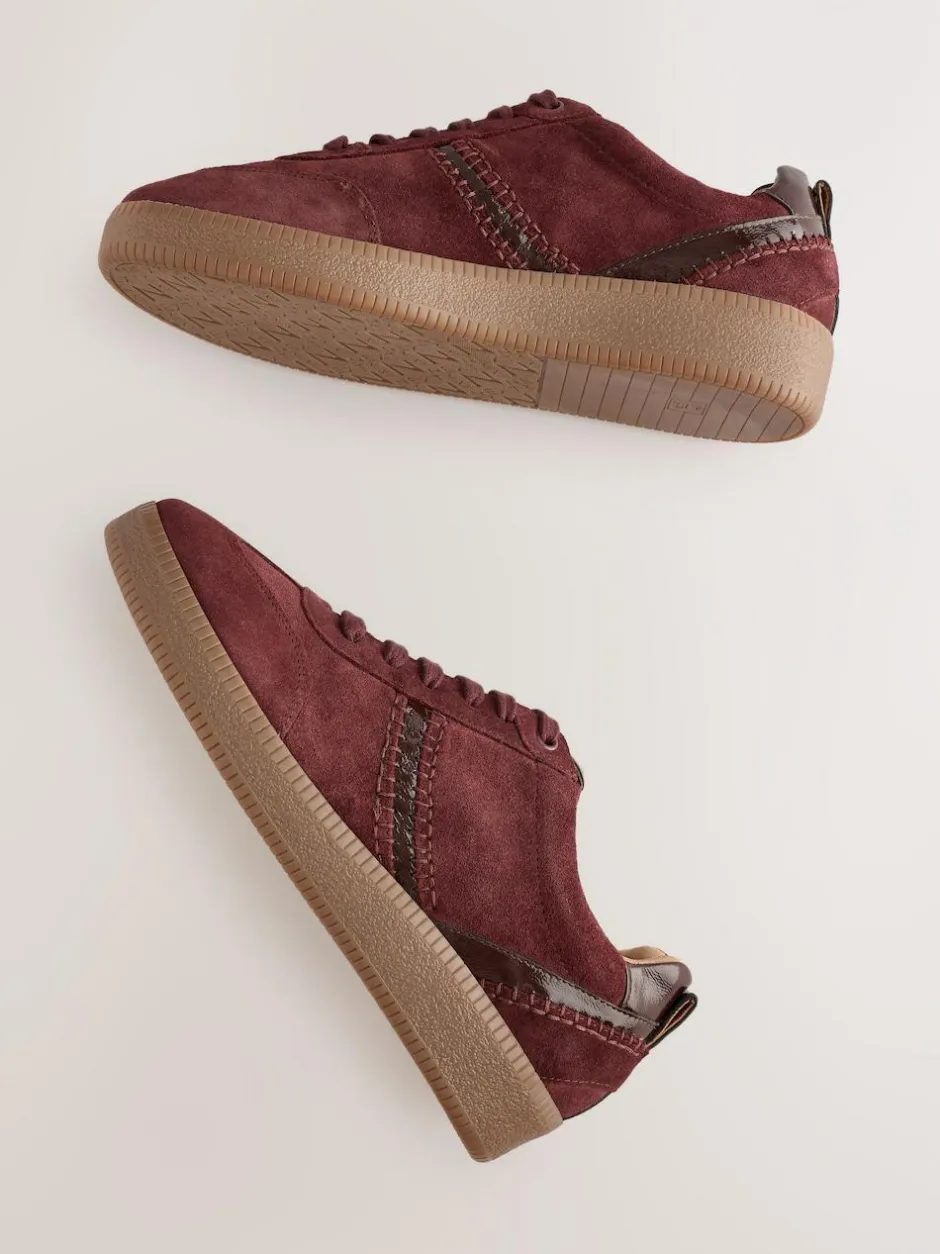 Next Burgundy Red Forever Comfort® Leather Chunky Sole Lace-Up Trainers Outlet