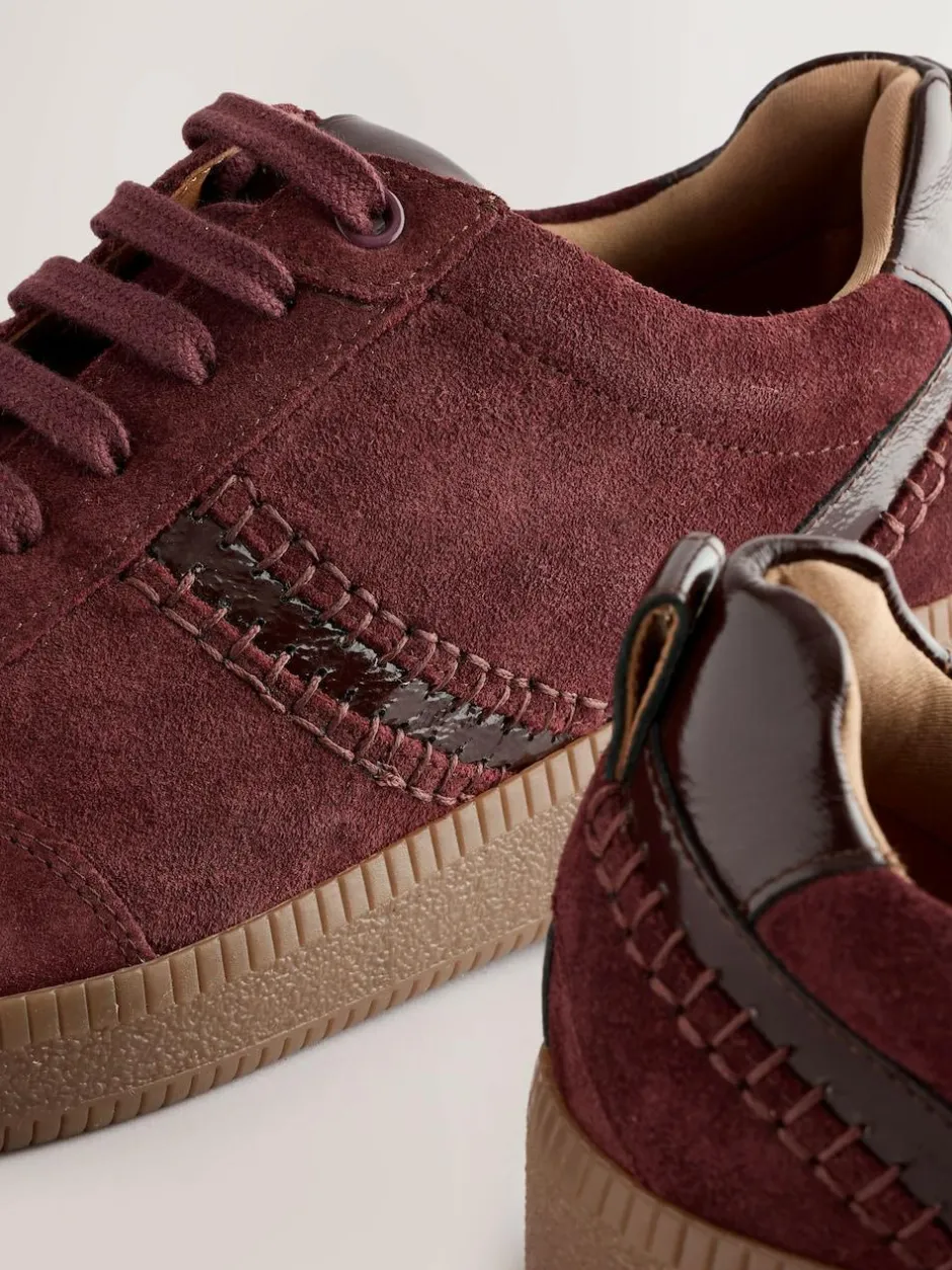 Next Burgundy Red Forever Comfort® Leather Chunky Sole Lace-Up Trainers Outlet