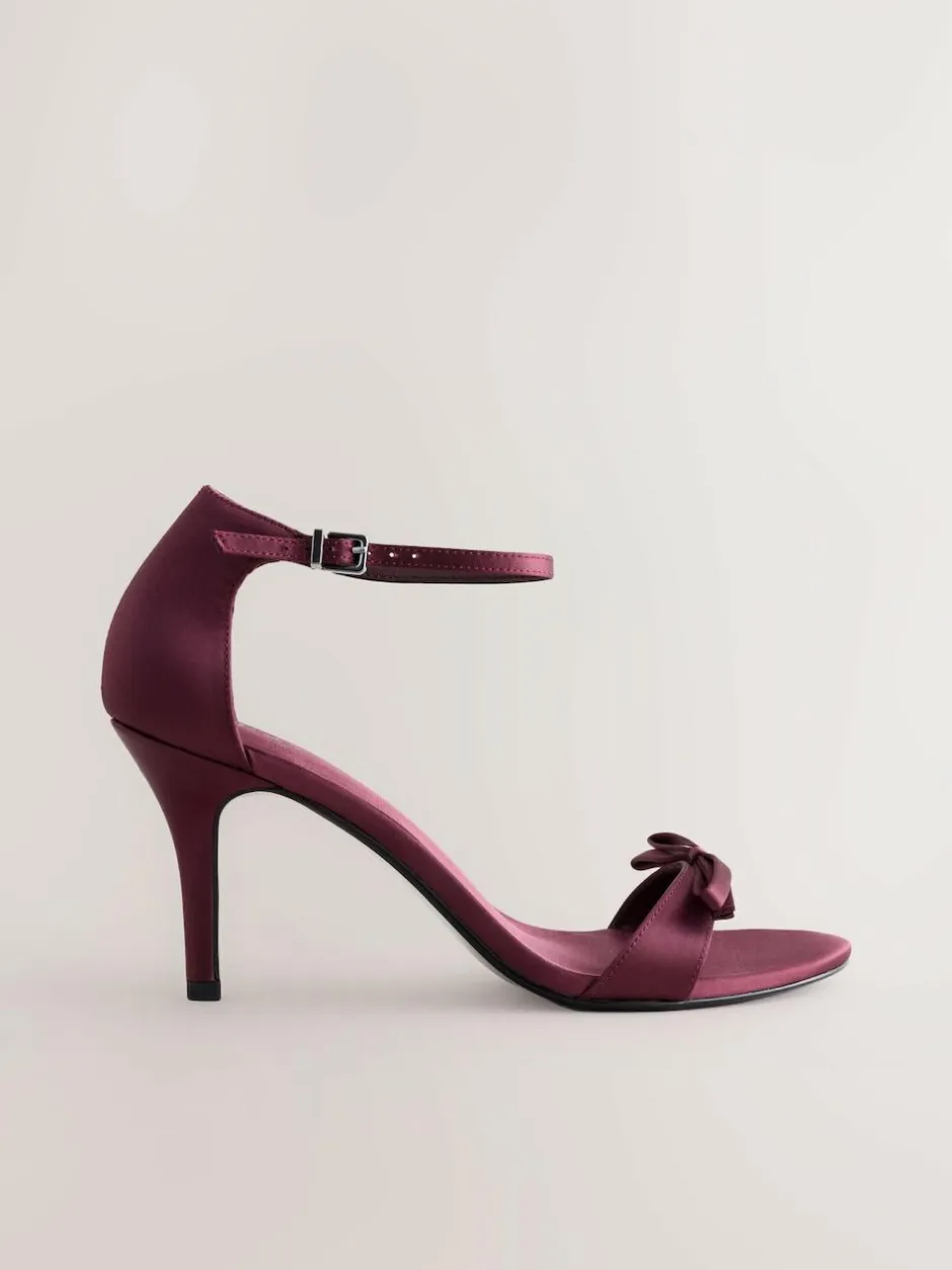 Next Forever Comfort® Mini Satin Bow Heeled Sandals Burgundy Red Discount
