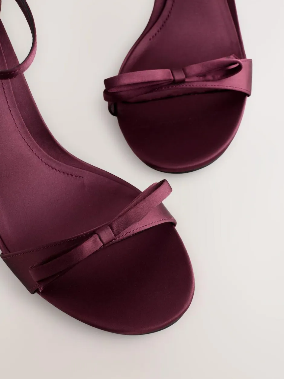 Next Forever Comfort® Mini Satin Bow Heeled Sandals Burgundy Red Discount