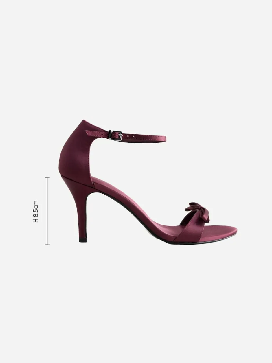 Next Forever Comfort® Mini Satin Bow Heeled Sandals Burgundy Red Discount