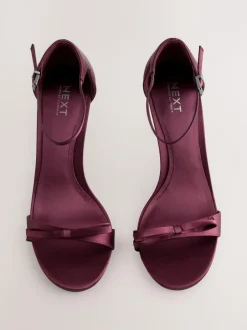 Next Forever Comfort® Mini Satin Bow Heeled Sandals Burgundy Red Discount