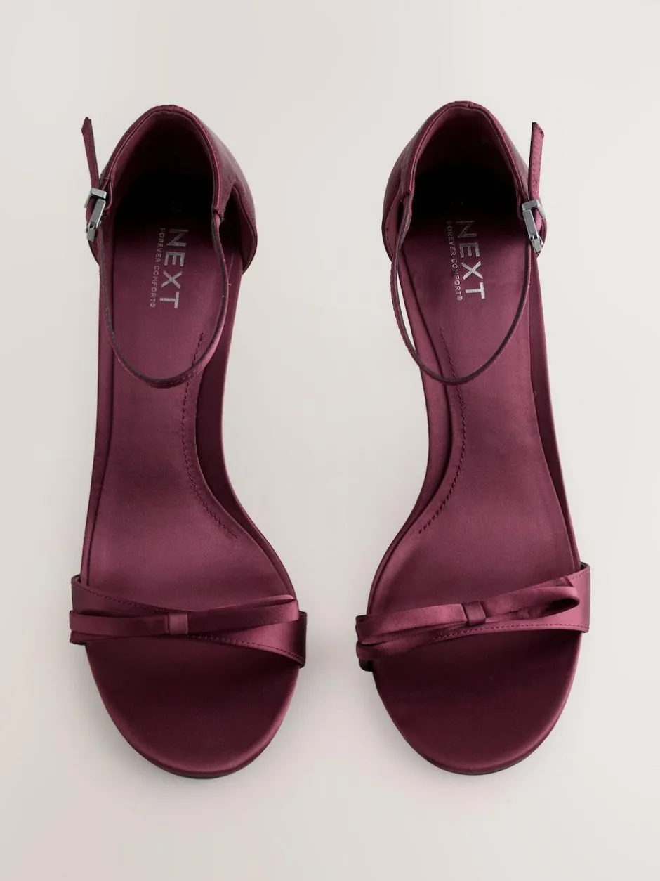 Next Forever Comfort® Mini Satin Bow Heeled Sandals Burgundy Red Discount