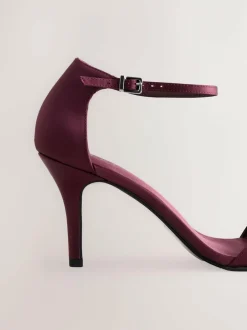 Next Forever Comfort® Mini Satin Bow Heeled Sandals Burgundy Red Discount
