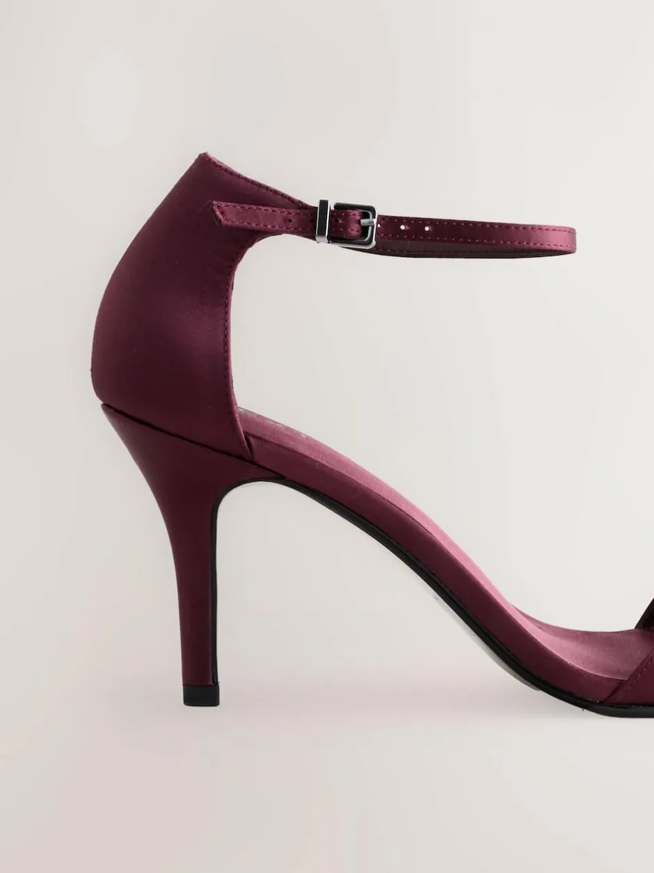 Next Forever Comfort® Mini Satin Bow Heeled Sandals Burgundy Red Discount