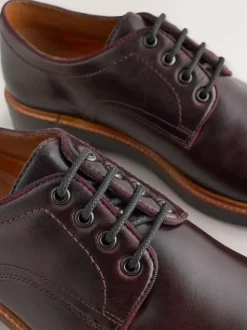 Next Heritage Derby Leather Shoes Burgundy Red Best