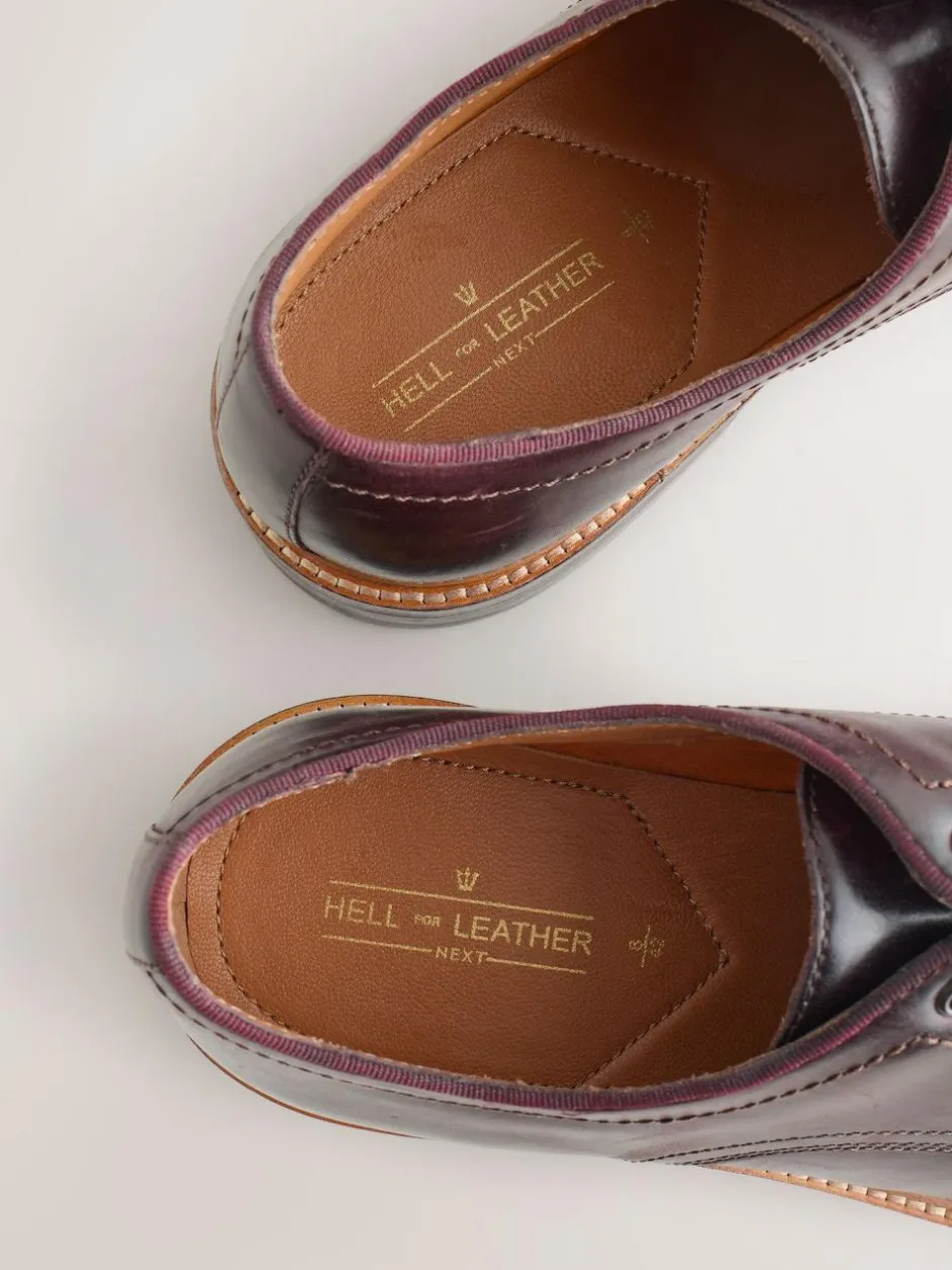 Next Heritage Derby Leather Shoes Burgundy Red Best