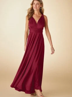 Next Jersey Multiway Wedding Guest Bridesmaid Maxi Dress Burgundy Red Outlet