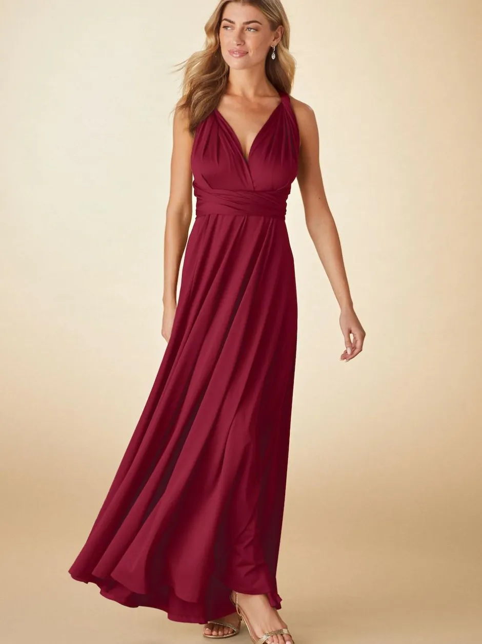 Next Jersey Multiway Wedding Guest Bridesmaid Maxi Dress Burgundy Red Outlet