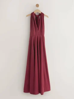 Next Jersey Multiway Wedding Guest Bridesmaid Maxi Dress Burgundy Red Outlet