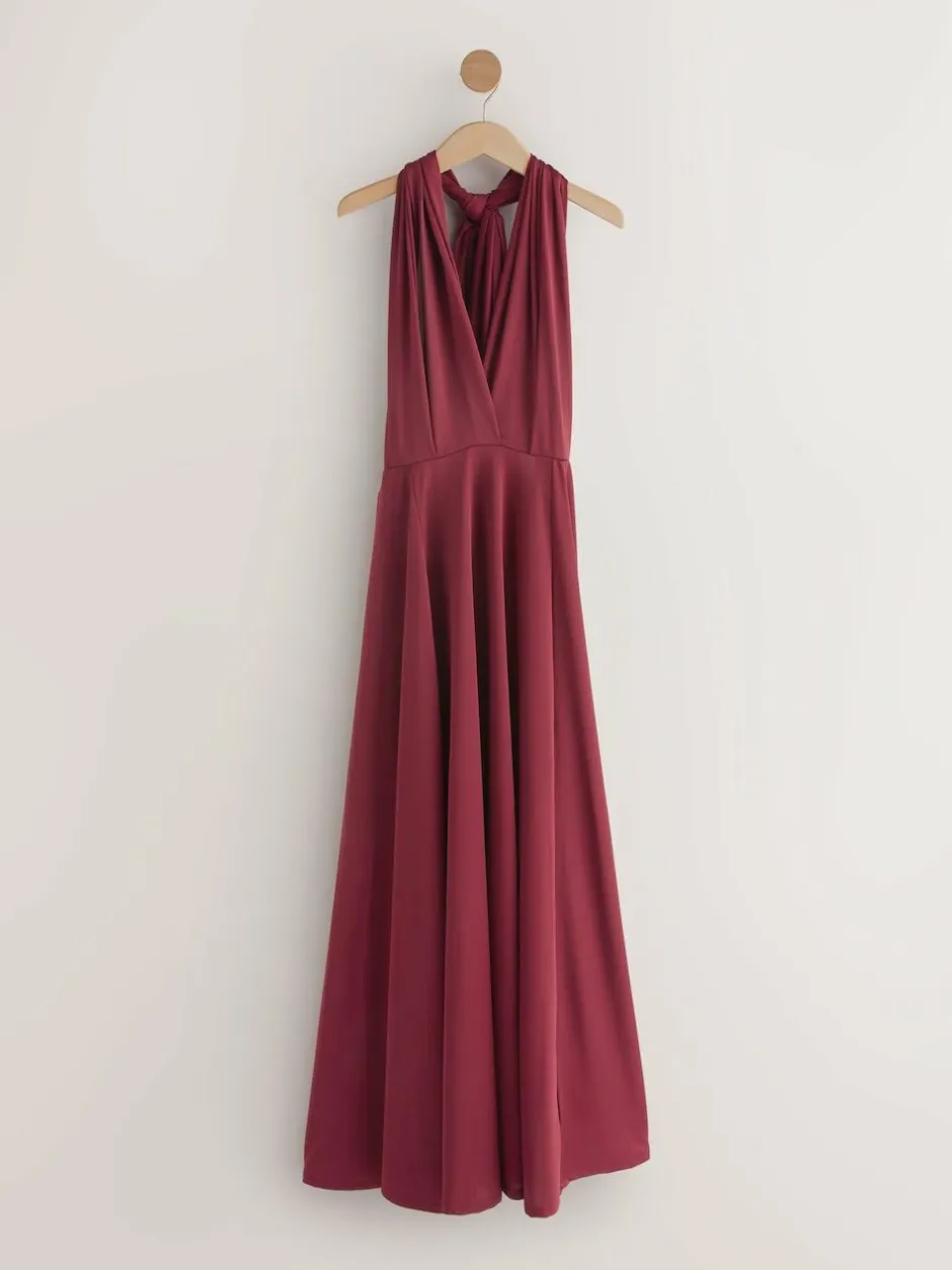Next Jersey Multiway Wedding Guest Bridesmaid Maxi Dress Burgundy Red Outlet
