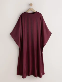 Next Kaftan Shimmer Maxi Dress Burgundy Red Hot