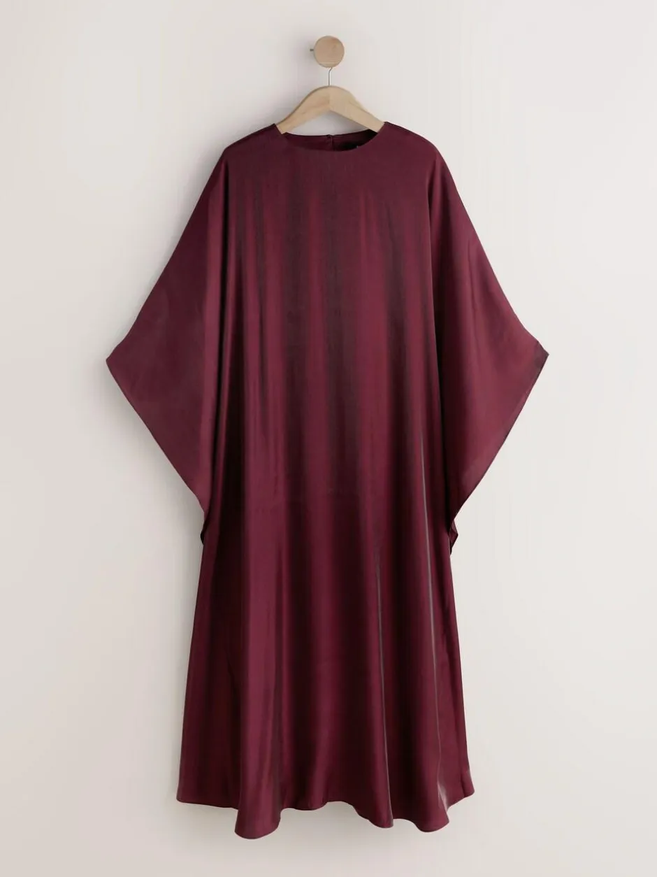 Next Kaftan Shimmer Maxi Dress Burgundy Red Hot