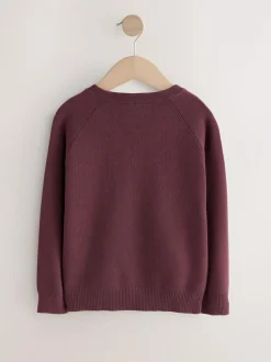 Next Burgundy Red Knitted V-Neck School Jumper (3-16yrs) Sale
