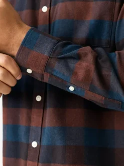Next Burgundy Red Long Sleeve Check Shirt New