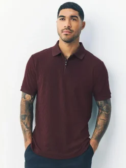 Next Burgundy Red Regular Fit N.Premium Smart Jaquard Polo Shirt Online