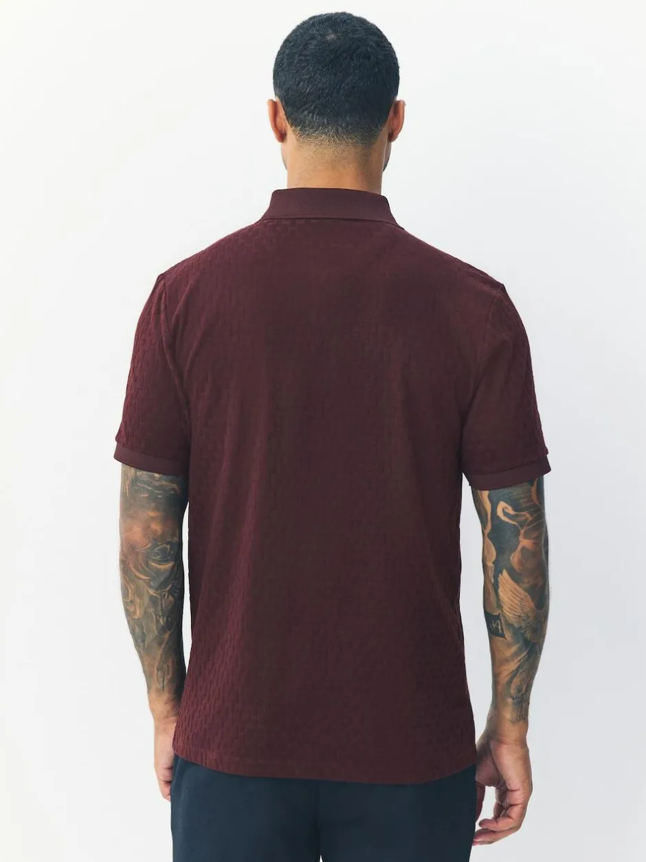 Next Burgundy Red Regular Fit N.Premium Smart Jaquard Polo Shirt Online