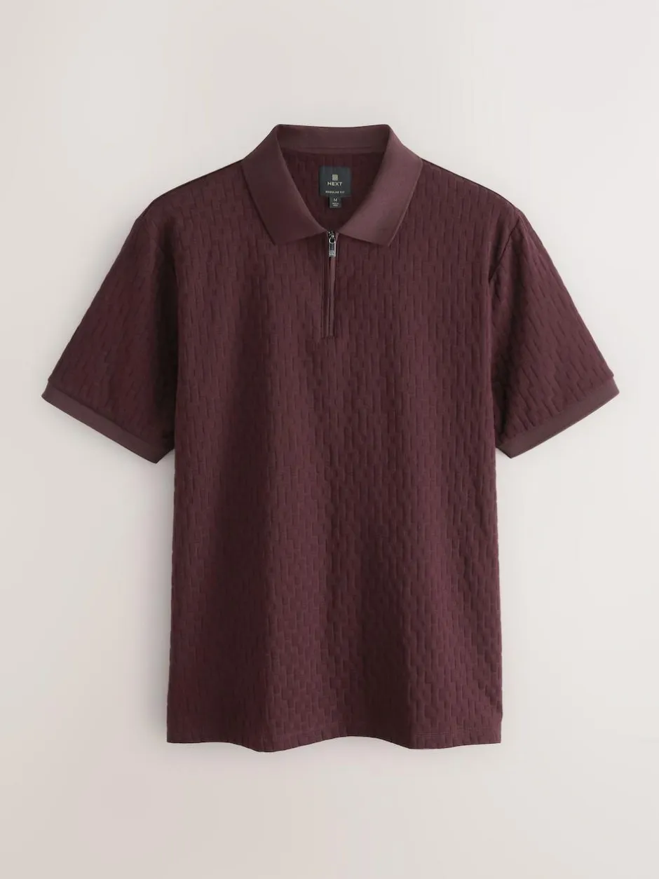 Next Burgundy Red Regular Fit N.Premium Smart Jaquard Polo Shirt Online