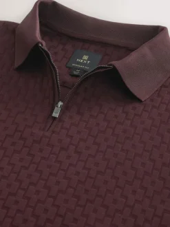Next Burgundy Red Regular Fit N.Premium Smart Jaquard Polo Shirt Online
