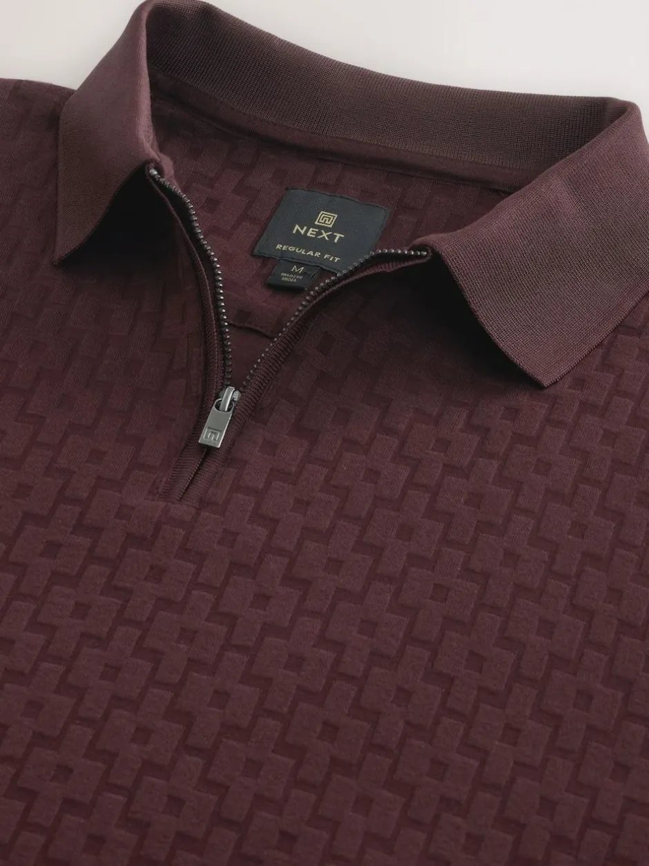 Next Burgundy Red Regular Fit N.Premium Smart Jaquard Polo Shirt Online