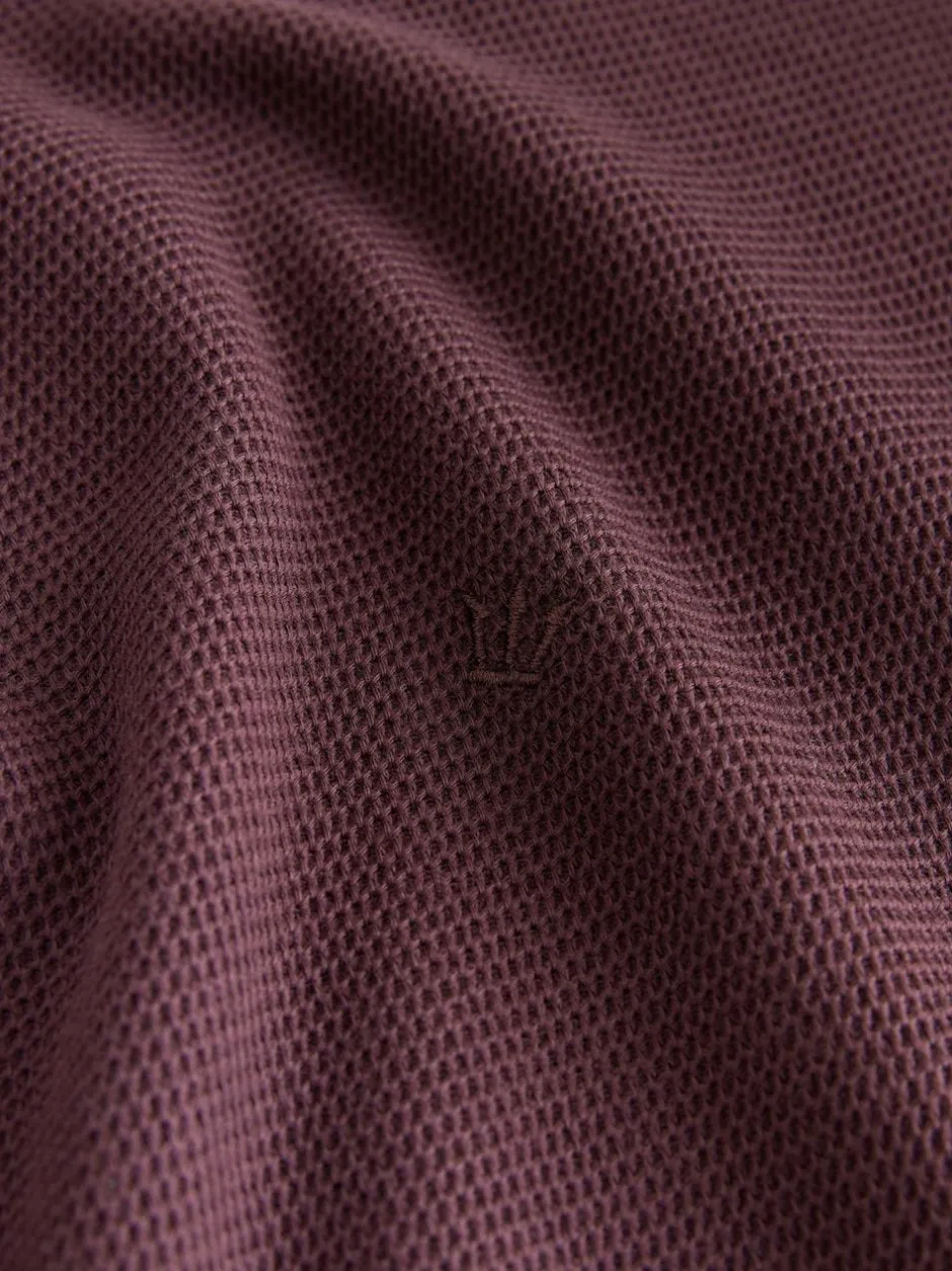 Next Regular Fit & 100% Cotton Textured Tipped T-Shirt Burgundy Red Outlet