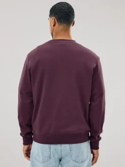 Next Burgundy Red Regular Fit Heavyweight Cotton Rich Crew Neck Sweatshirt Best