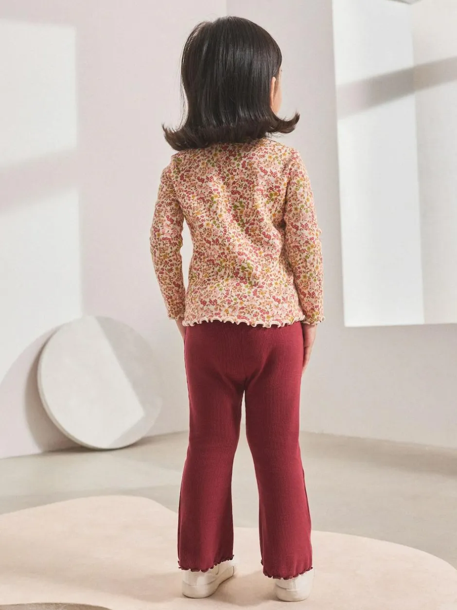 Next Burgundy Red Rib Flare Leggings (3mths-7yrs) Best
