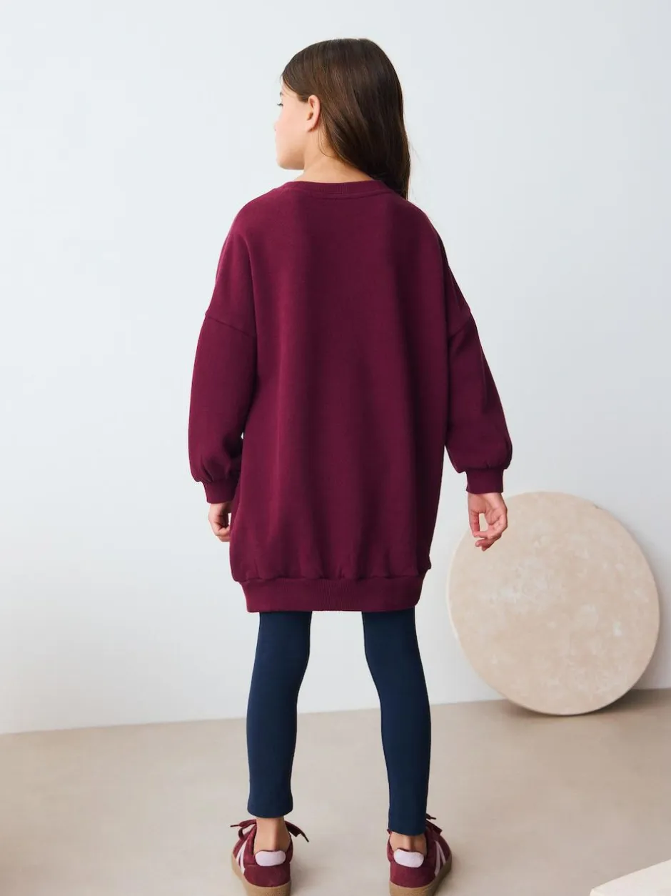 Next Burgundy Red Sequin Star Jumper Dress (3-16yrs) Clearance