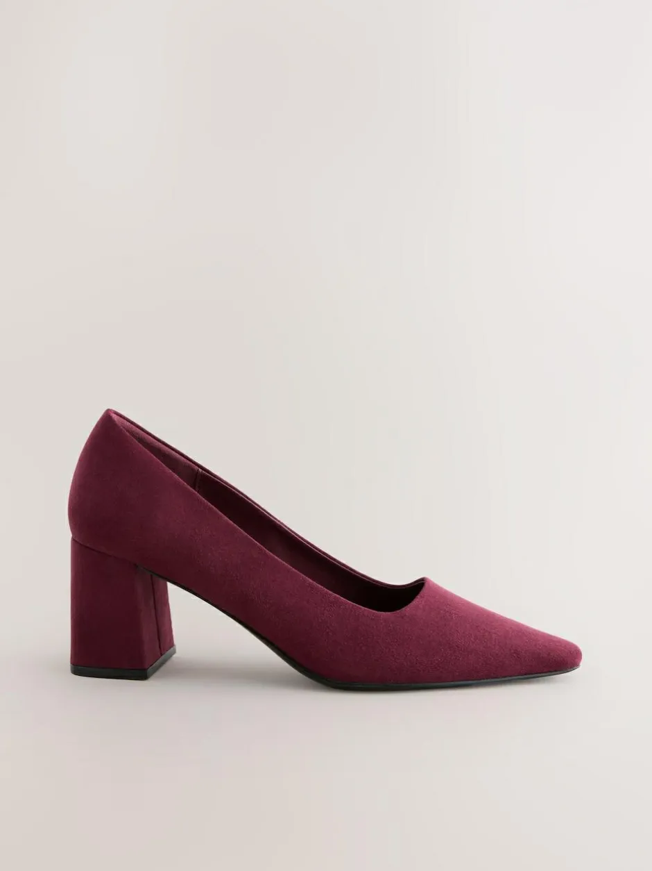 Next Standard/Wide Fit Standard Chisel Toe Block Courts Burgundy Red Discount