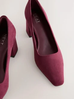 Next Standard/Wide Fit Standard Chisel Toe Block Courts Burgundy Red Discount