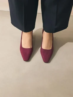 Next Standard/Wide Fit Standard Chisel Toe Block Courts Burgundy Red Discount